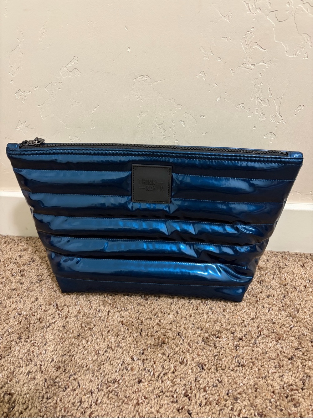 Think ROYLN Blue Quilted Travel Pouch Cosmetic Bag